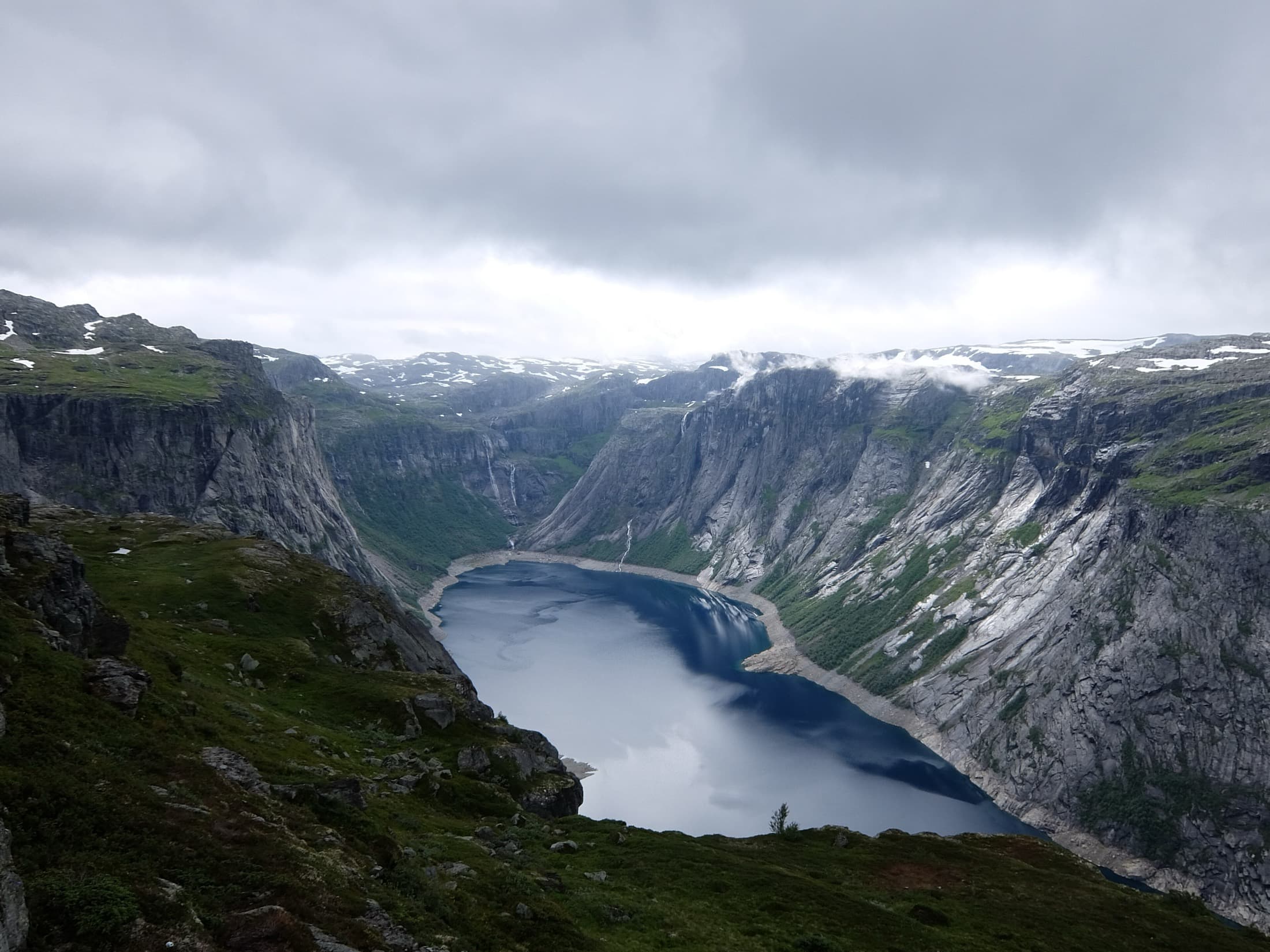 A fjord valley below Trolltunga